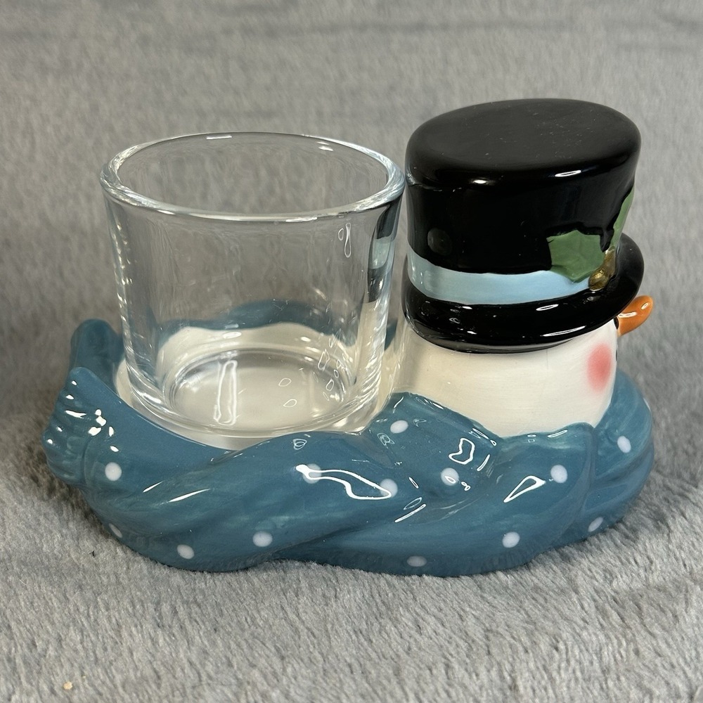 PartyLite Snowman Tealight Votive Holder P93721 Ceramic Winter Christmas Decor - Picture 5 of 9